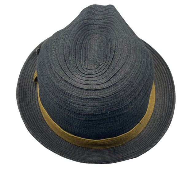 Hats in the Belfry HIB Galiano Fedora XL Black Mustard Band Metal Feather Accent - Picture 9 of 15